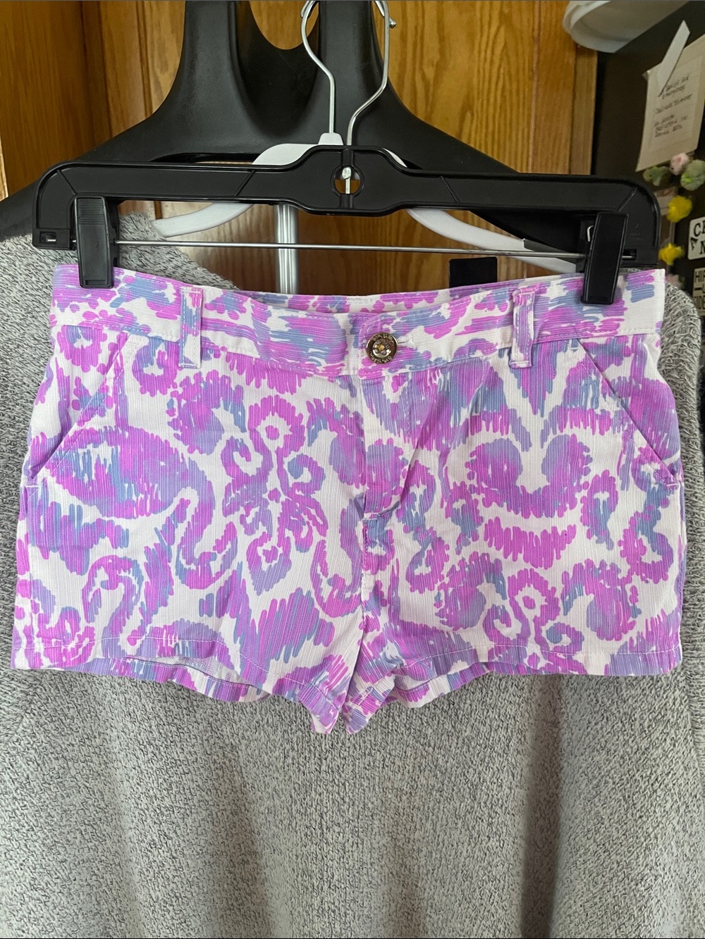 Lilly Pulitzer Girls' Callahan Short Amethyst Beach Flamingo Ikat 14